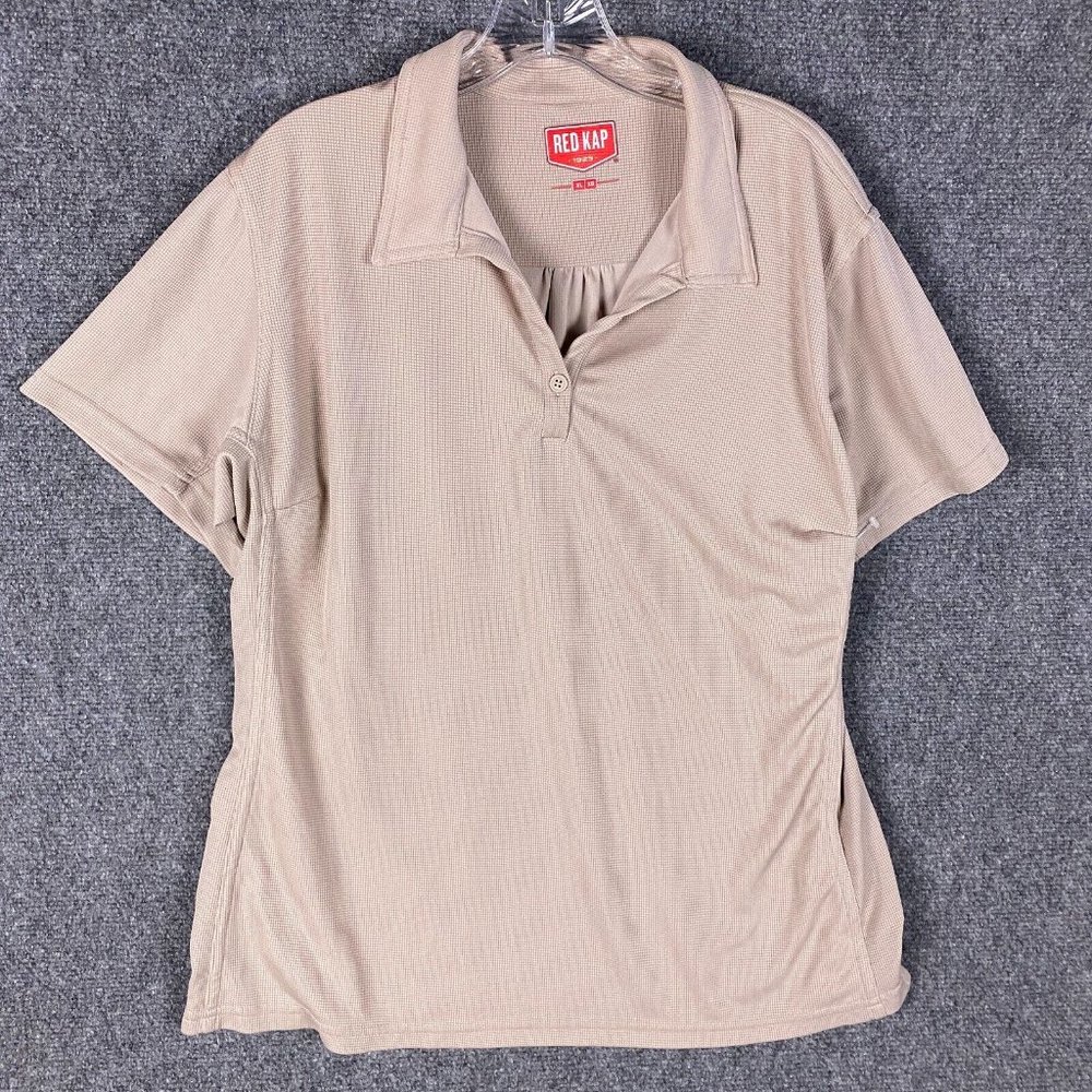 Red Kap Polo Shirt Women's XL Short Sleeve Beige 100% Polyester Adults